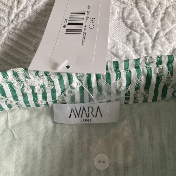 NWT Avara Gentry Dress Button Up Ruffle cap Sleeve Green Eyelet Resort Beach L - Picture 8 of 14